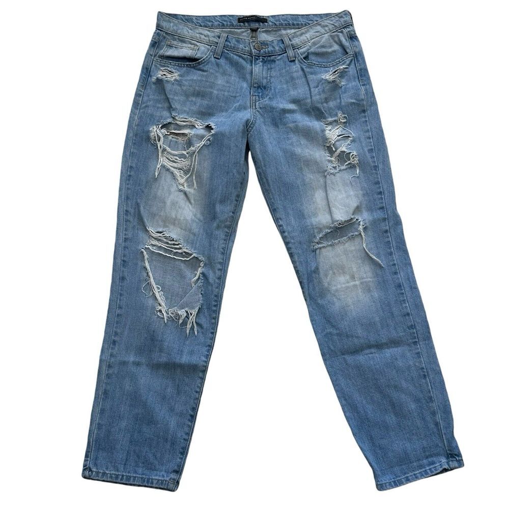 Flying Monkey Platinum Women Distressed Ripped Jeans Size 27 Light Wash Mid Rise